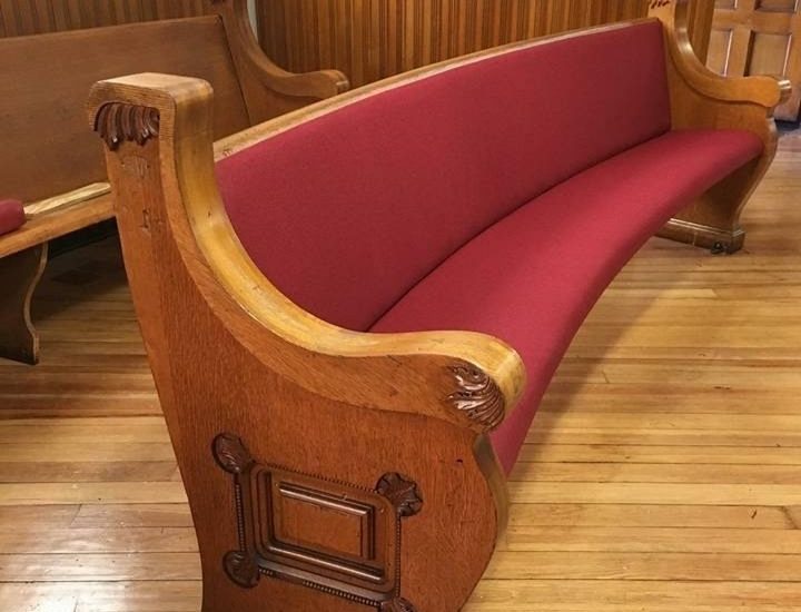 church pew upholstery example