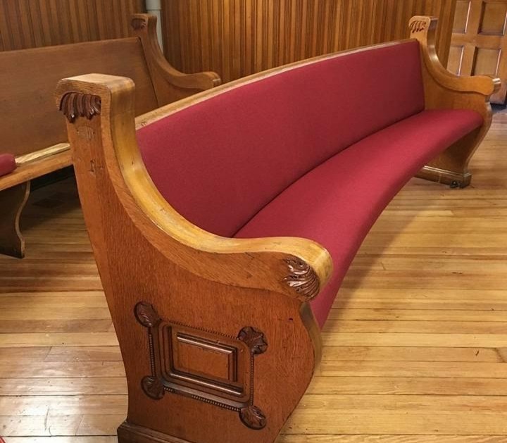 church pew upholstery example