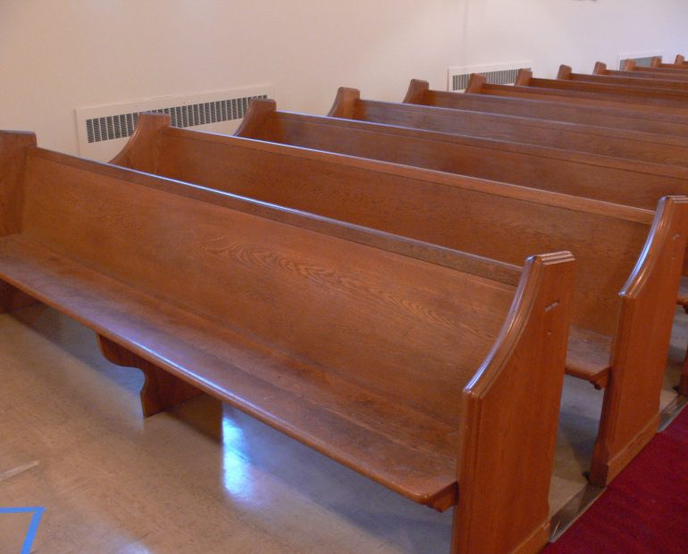 church pews before