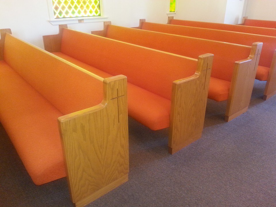 church pews before