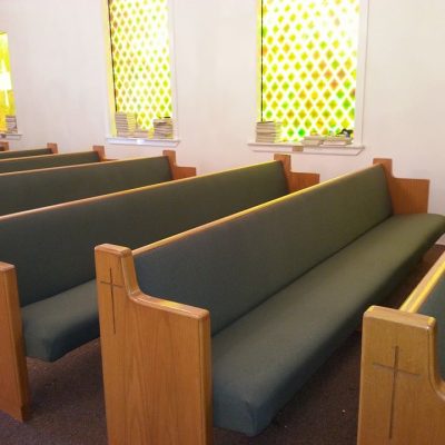church pews after